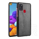 Gigapack Samsung Galaxy A21s (SM-A217F) műanyag telefonvédő (bőr hatású, krokodilbőr minta) fekete