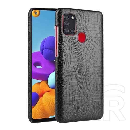 Gigapack Samsung Galaxy A21s (SM-A217F) műanyag telefonvédő (bőr hatású, krokodilbőr minta) fekete