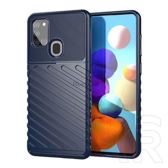 Gigapack Samsung Galaxy A21s (SM-A217F) szilikon telefonvédő (közepesen ütésálló, csíkos, dombor minta) sötétkék