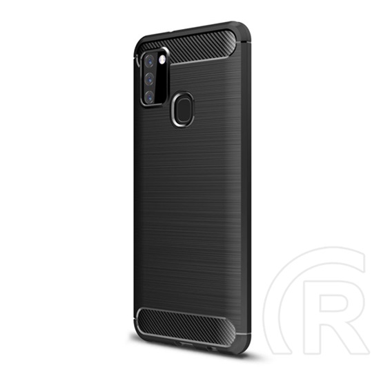 Gigapack Samsung Galaxy A21s Szilikon telefonvédő (légpárnás sarok, szálcsiszolt, karbon minta, fekete)