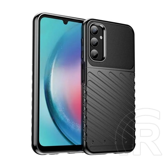 Gigapack Samsung Galaxy A25 5G (SM-A256) szilikon telefonvédő (ütésállóság, csíkos, dombor minta) fekete