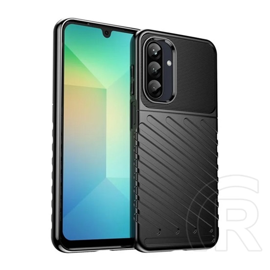 Gigapack Samsung Galaxy A26 5G (SM-A266) szilikon telefonvédő (ütésállóság, csíkos, dombor minta) fekete