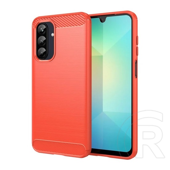 Gigapack Samsung Galaxy A26 5G (SM-A266) szilikon védő (ütésálló, légpárnás sarok, szálcsiszolt, karbon minta) piros