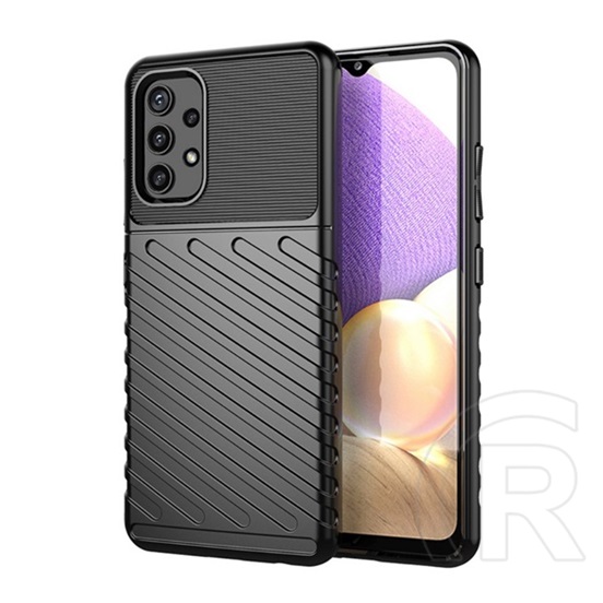 Gigapack Samsung Galaxy A32 4G (SM-A325) szilikon telefonvédő (közepesen ütésálló, csíkos, dombor minta) fekete