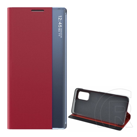 Gigapack Samsung Galaxy A32 (SM-A326) tok álló, textil hatású (aktív Flip, oldalra nyíló, Smart View Cover) piros