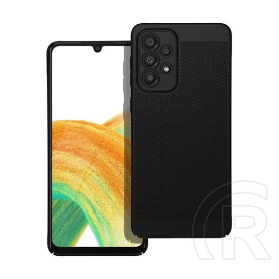 Gigapack Samsung Galaxy A33 5G (SM-A336) műanyag telefonvédő (légáteresztő, lyukacsos minta, kamera védelem) fekete