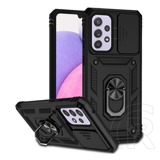Gigapack Samsung Galaxy A33 5G (SM-A336) műanyag védő (, belső, telefontartó gyűrű, kamera védelem) fekete