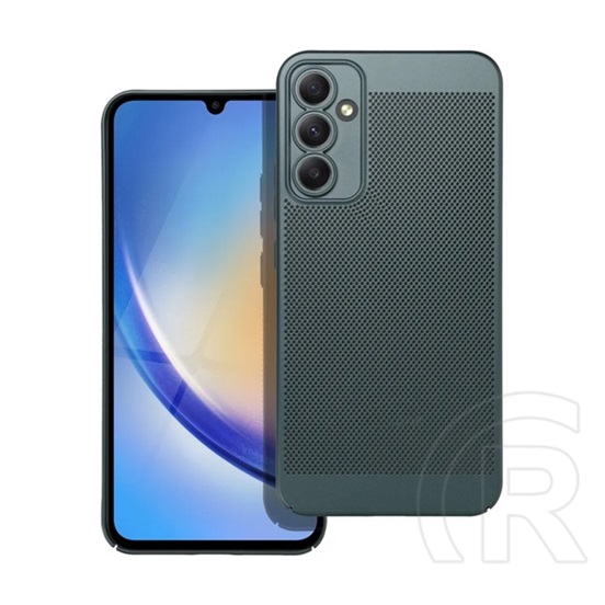 Gigapack Samsung Galaxy A34 5G (SM-A346) műanyag telefonvédő (légáteresztő, lyukacsos minta, kamera védelem) sötétzöld