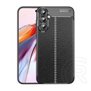 Gigapack Samsung Galaxy A35 5G (SM-A356) szilikon telefonvédő (ütésállóság, bőr hatású, varrás minta) fekete