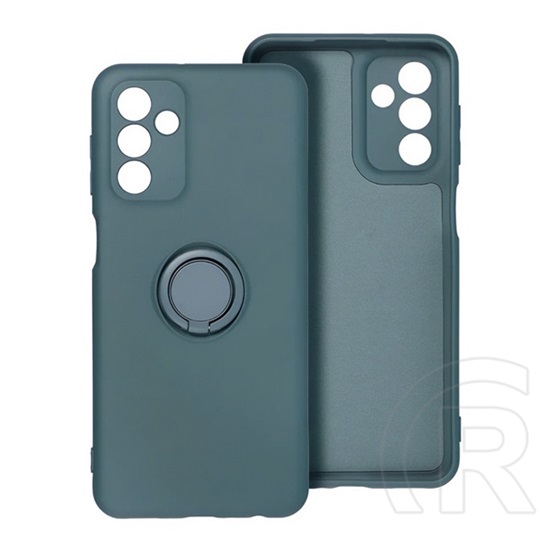 Gigapack Samsung Galaxy A36 5G (SM-A366) szilikon telefonvédő (tartógyűrű, plüss belső, mágneses, kameravédő) sötétzöld