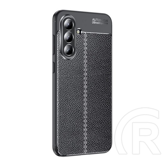 Gigapack Samsung Galaxy A36 5G (SM-A366) szilikon telefonvédő (ütésállóság, bőr hatású, varrás minta) fekete