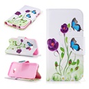 Gigapack Samsung Galaxy A3 (2017) SM-A320F tok álló (Flip, oldalra nyíló, pillangó, lila virág minta) fehér