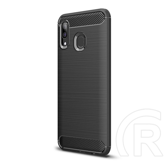 Gigapack Samsung Galaxy A40 Szilikon telefonvédő (légpárnás sarok, szálcsiszolt, karbon minta, fekete)