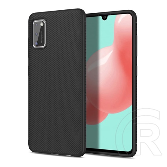 Gigapack Samsung Galaxy A41 Szilikon telefonvédő (közepesen ütésálló, csíkos minta, fekete)
