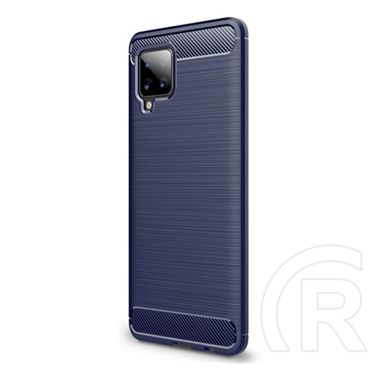 Gigapack Samsung Galaxy A42 (SM-A425F) szilikon telefonvédő (közepesen ütésálló, szálcsiszolt, karbon minta) sötétkék