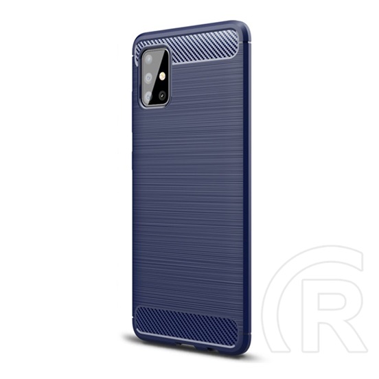 Gigapack Samsung Galaxy A51 Szilikon telefonvédő (légpárnás sarok, szálcsiszolt, karbon minta, sötétkék)