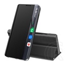 Gigapack Samsung Galaxy A55 5G (SM-A556), textil hatású (aktív flip, asztali tartó, smart view cover) fekete