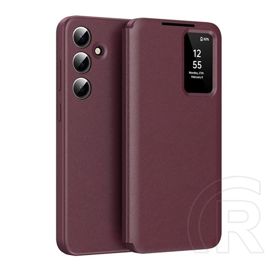 Gigapack Samsung Galaxy A55 5G (SM-A556) tok álló (aktív flip, oldalra nyíló, smart view cover) bordó