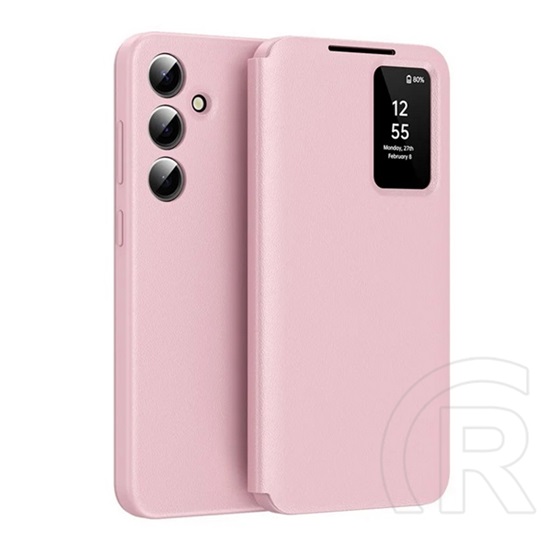 Gigapack Samsung Galaxy A55 5G (SM-A556) tok álló (aktív flip, oldalra nyíló, smart view cover) rózsaszín