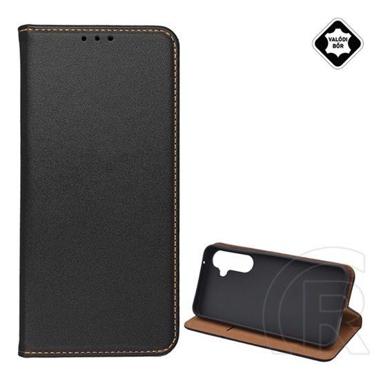 Gigapack Samsung Galaxy A55 5G (SM-A556) tok álló, valódi bőr (flip, oldalra nyíló, asztali tartó) fekete