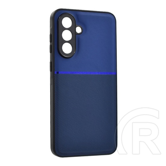 Gigapack Samsung Galaxy A56 5G (SM-A566) szilikon telefonvédő (ütésálló, mágneses, bőr hatású hátlap, csíkos) sötétkék