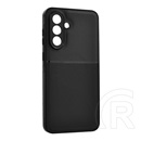 Gigapack Samsung Galaxy A56 5G (SM-A566) szilikon telefonvédő (ütésállóság, mágneses, bőr hatású hátlap, csíkos) fekete