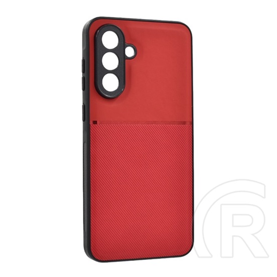 Gigapack Samsung Galaxy A56 5G (SM-A566) szilikon telefonvédő (ütésállóság, mágneses, bőr hatású hátlap, csíkos) piros