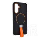 Gigapack Samsung Galaxy A56 5G (SM-A566)  védő (mikrofiber plüss belső, kameravédő, ujjra húzható pánt, magsafe) fekete