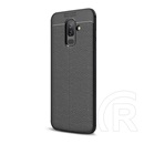 Gigapack Samsung Galaxy A6+ (2018) Szilikon telefonvédő (bőr hatású, varrás minta, fekete)