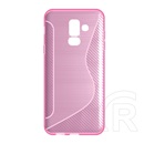 Gigapack Samsung Galaxy A6+ (2018) szilikon telefonvédő (S-line, karbon minta, rózsaszín)