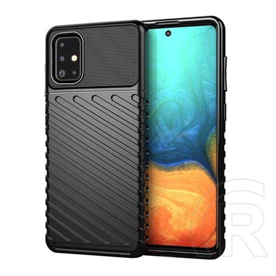 Gigapack Samsung Galaxy A71 Szilikon telefonvédő (csíkos, dombor minta, fekete)