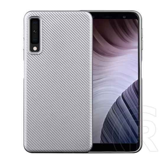 Gigapack Samsung Galaxy A7 (2018) Szilikon telefonvédő (karbon minta, ezüst)
