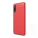Gigapack Samsung Galaxy A7 (2018) Szilikon telefonvédő (légpárnás sarok, szálcsiszolt, karbon minta, piros)