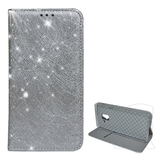 Gigapack Samsung Galaxy A8 Plus (2018) SM-A730F tok álló (Flip, szilikon belső, oldalra nyíló, csillogó, fémes minta) ez