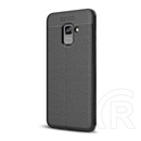 Gigapack Samsung Galaxy A8+ Szilikon telefonvédő (bőr hatású, varrás minta, fekete)