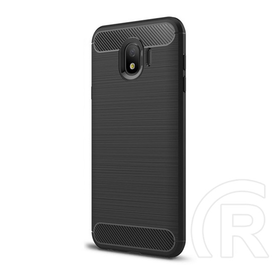 Gigapack Samsung Galaxy J4 (2018) Szilikon telefonvédő (légpárnás sarok, szálcsiszolt, karbon minta, fekete)
