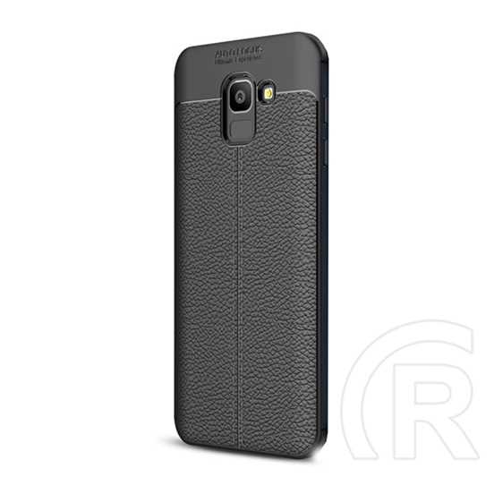 Gigapack Samsung Galaxy J6 (2018) Szilikon telefonvédő (bőr hatású, varrás minta, fekete)