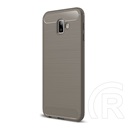Gigapack Samsung Galaxy J6+ Szilikon telefonvédő  (légpárnás sarok, szálcsiszolt, karbon minta, szürke)