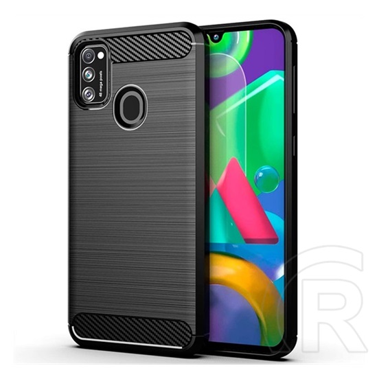 Gigapack Samsung Galaxy M21 (SM-M215f) szilikon telefonvédő (közepesen ütésálló, szálcsiszolt, karbon minta) fekete