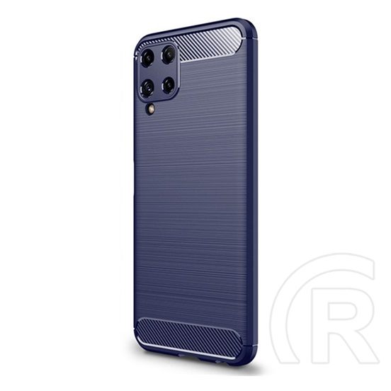 Gigapack Samsung Galaxy M22 (SM-M225F) szilikon telefonvédő (közepesen ütésálló, szálcsiszolt, karbon minta) sötétkék