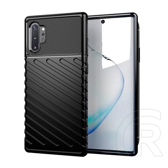 Gigapack Samsung Galaxy Note 10 Plus (SM-N975F) szilikon telefonvédő (közepesen ütésálló, csíkos, dombor minta) fekete