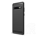 Gigapack Samsung Galaxy S10+ Szilikon telefonvédő (légpárnás sarok, szálcsiszolt, karbon minta, fekete)