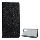Gigapack Samsung Galaxy S20 (SM-G981U) tok álló (Flip, szilikon belső, oldalra nyíló, bankkártya tartó, csillogó) fekete