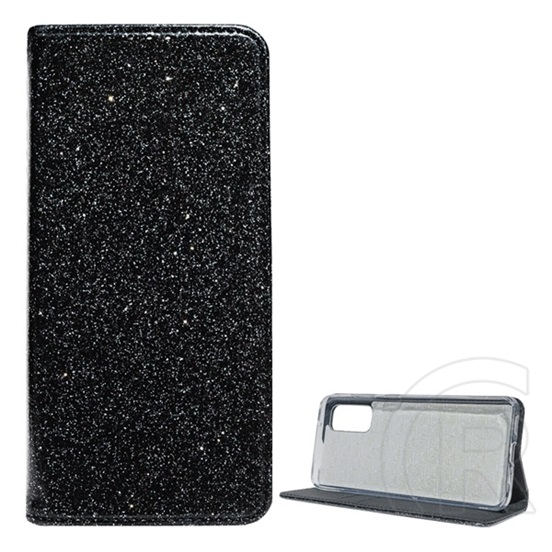 Gigapack Samsung Galaxy S20 (SM-G981U) tok álló (Flip, szilikon belső, oldalra nyíló, bankkártya tartó, csillogó) fekete