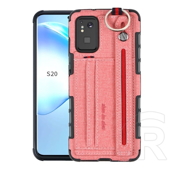 Gigapack Samsung Galaxy S20+ Szilikon telefonvédő (asztali tartó funkció, bankkártya tartó, texti, rózsaszín)