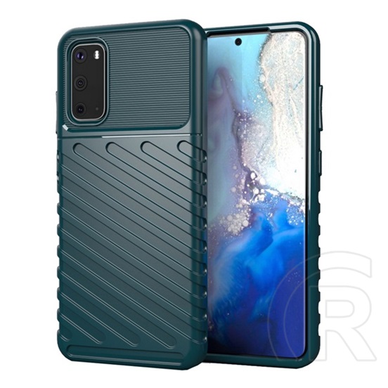 Gigapack Samsung Galaxy S20 Szilikon telefonvédő (csíkos, dombor minta, sötétzöld)