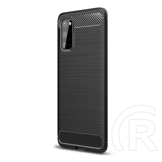 Gigapack Samsung Galaxy S20 Szilikon telefonvédő (légpárnás sarok, szálcsiszolt, karbon minta, fekete)