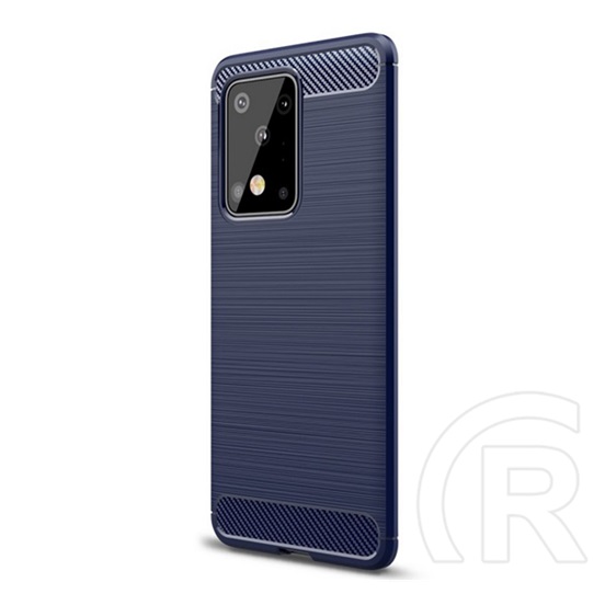 Gigapack Samsung Galaxy S20 Ultra Szilikon telefonvédő (légpárnás sarok, szálcsiszolt, karbon minta, sötétkék)