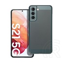 Gigapack Samsung Galaxy S21 FE (SM-G990) műanyag telefonvédő (légáteresztő, lyukacsos minta, kamera védelem) sötétzöld