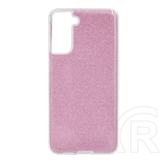 Gigapack Samsung Galaxy S21 Plus (SM-G996) 5G szilikon telefonvédő (műanyag belső, csillogó hátlap) rózsaszín